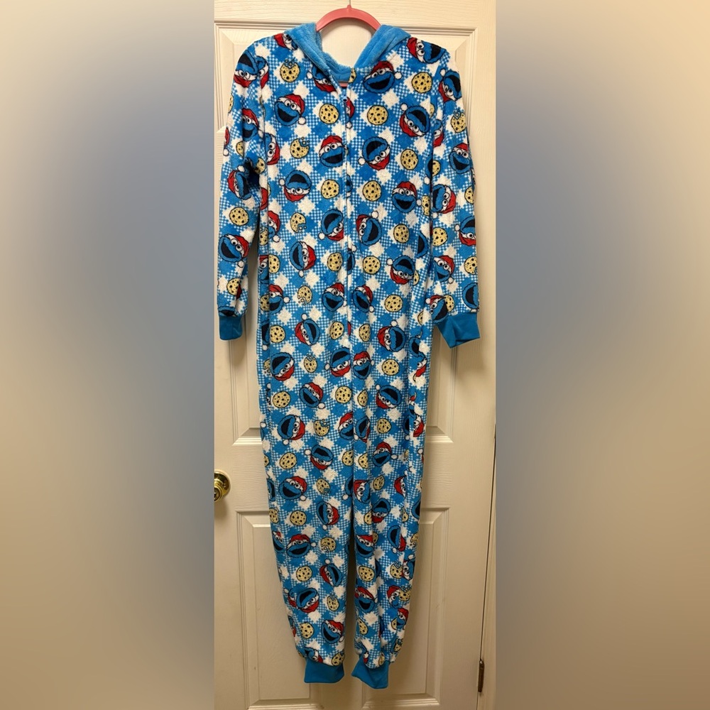 Sesame Street Unisex Adult XL Cookie Monster Onesie with Hood